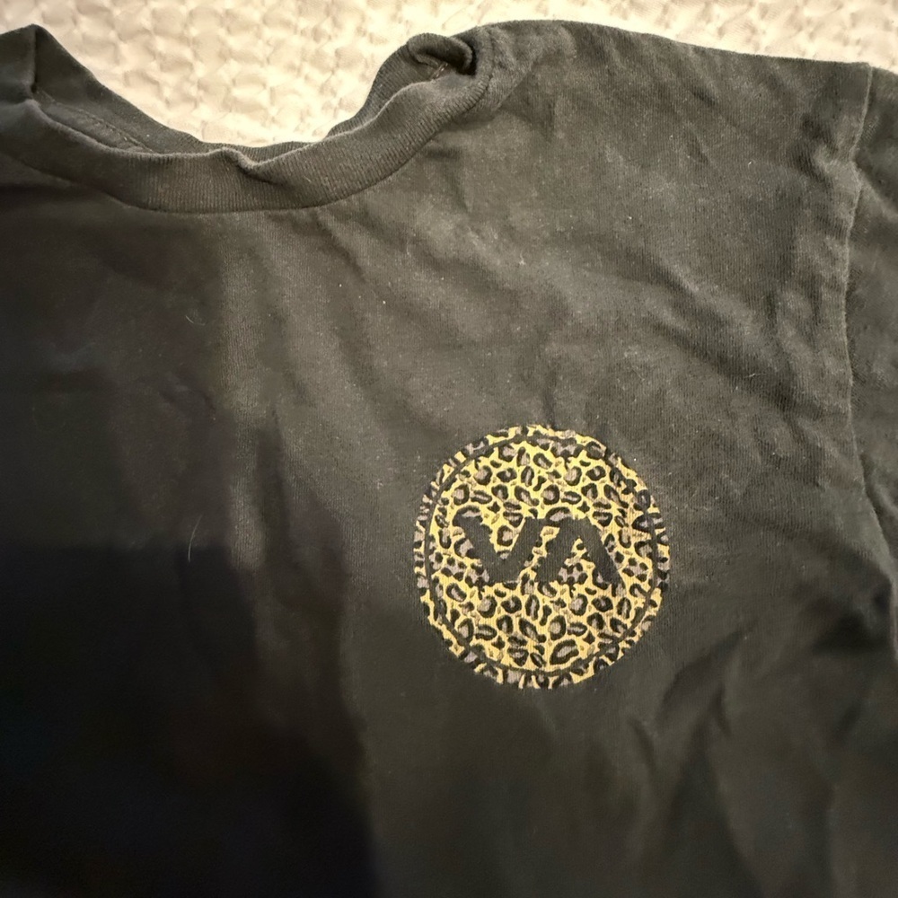 RVCA Black Tee with Gold Leopard Graphic - Picture 3 of 4